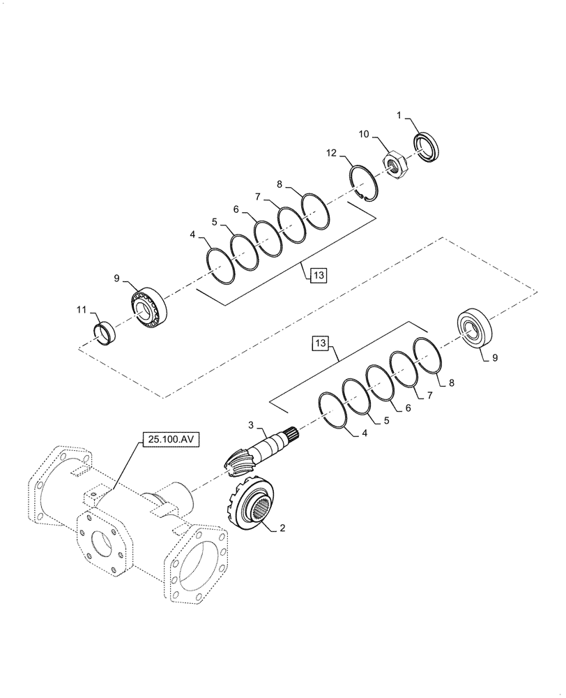 Схема запчастей Case IH FARMALL 55C - (25.102.AC) - PINION, FRONT AXLE (25) - FRONT AXLE SYSTEM