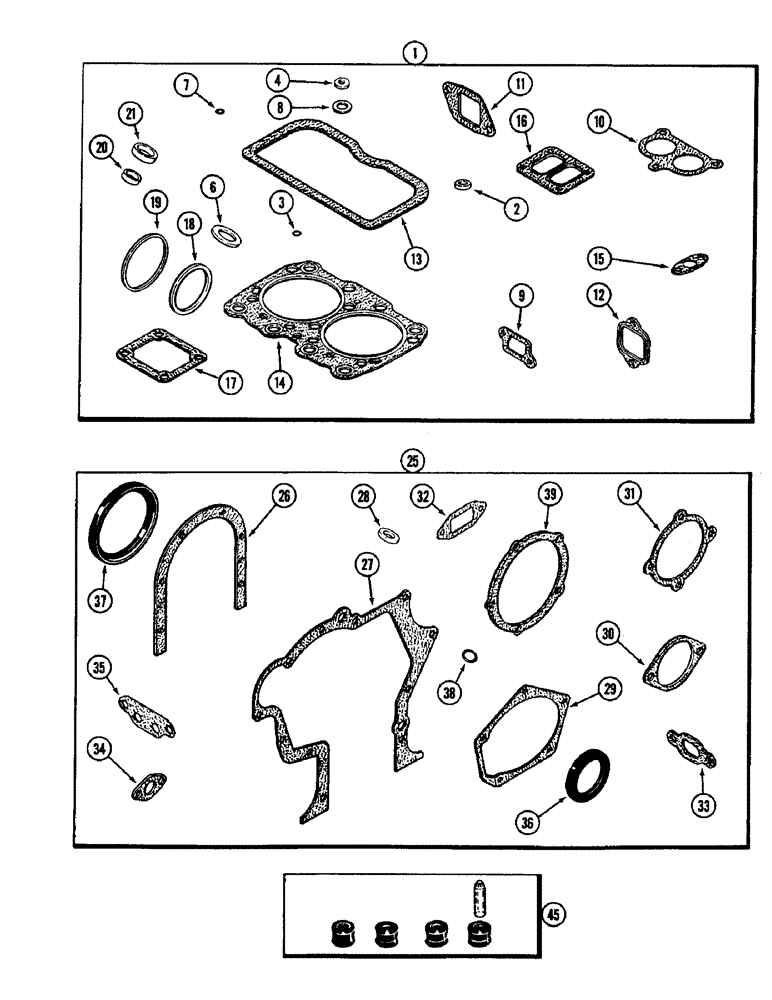 Схема запчастей Case IH 3294 - (2-044) - ENGINE GASKET KITS, 504BDT DIESEL ENGINE, VALVE GRIND (02) - ENGINE