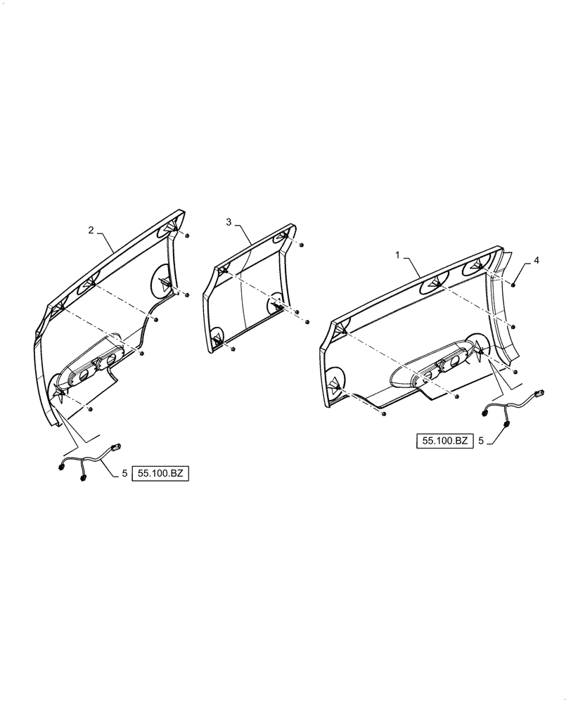 Схема запчастей Case IH 6088 - (90.105.CL) - REAR TRIM PANEL (90) - PLATFORM, CAB, BODYWORK AND DECALS