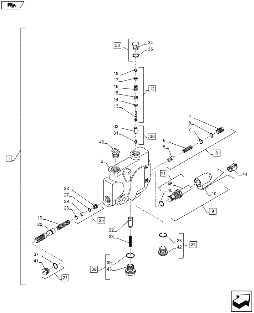 Схема запчастей Case IH PUMA 215 - (35.204.01[07A]) - CONTROL VALVE SECTION, HITCH, COMPONENTS - D7414 (35) - HYDRAULIC SYSTEMS