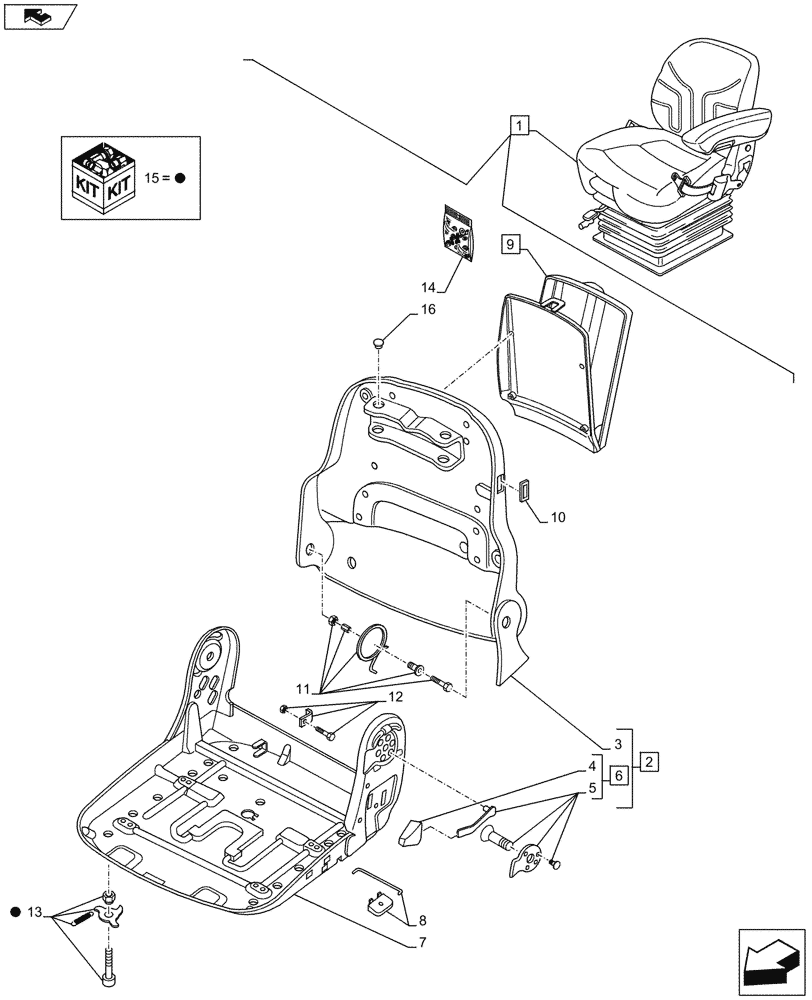 Схема запчастей Case IH MAXXUM 115 - (90.124.AF[03A]) - VAR - 330710 - SEAT WITH AIR SUSPENSION, BELT AND SWITCH - BREAKDOWN - BEGIN YR 03-OCT-2014 (90) - PLATFORM, CAB, BODYWORK AND DECALS