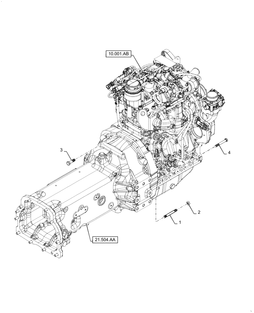 Схема запчастей Case IH FARMALL 45C - (10.001.AN) - MOUNTING, ENGINE, TRANSMISSION (10) - ENGINE