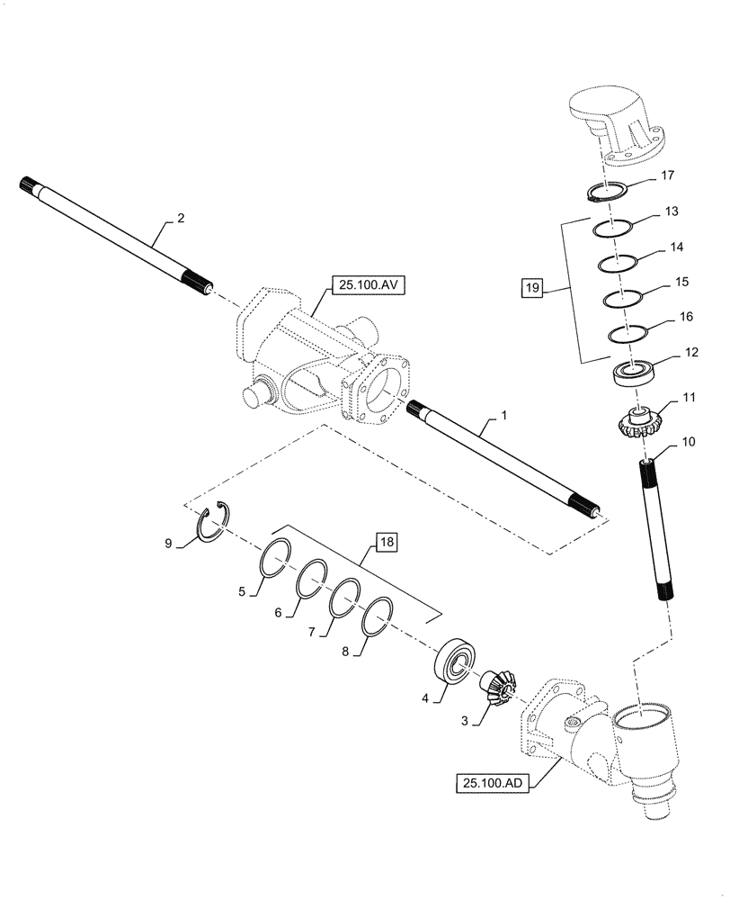 Схема запчастей Case IH FARMALL 45C - (25.108.AA) - DRIVE SHAFT, FRONT AXLE (25) - FRONT AXLE SYSTEM