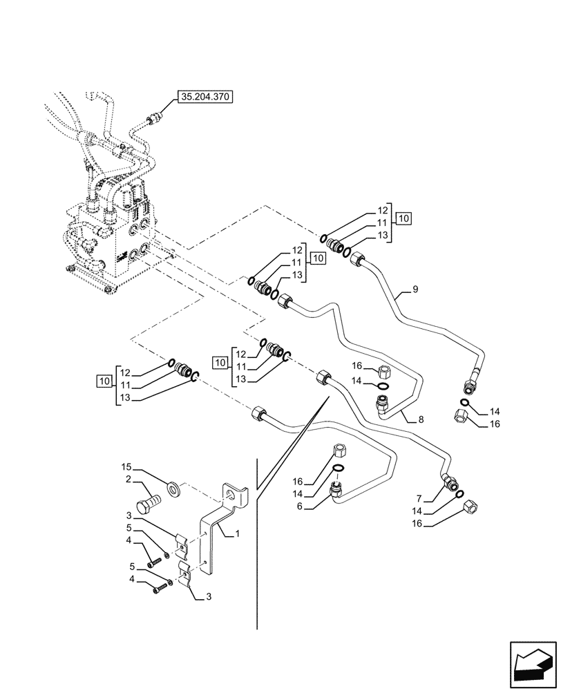 Схема запчастей Case IH FARMALL 120U - (35.204.630) - VAR - 744711 - PIPE, W/ ELECTROHYDRAULIC REMOTES, NA (35) - HYDRAULIC SYSTEMS