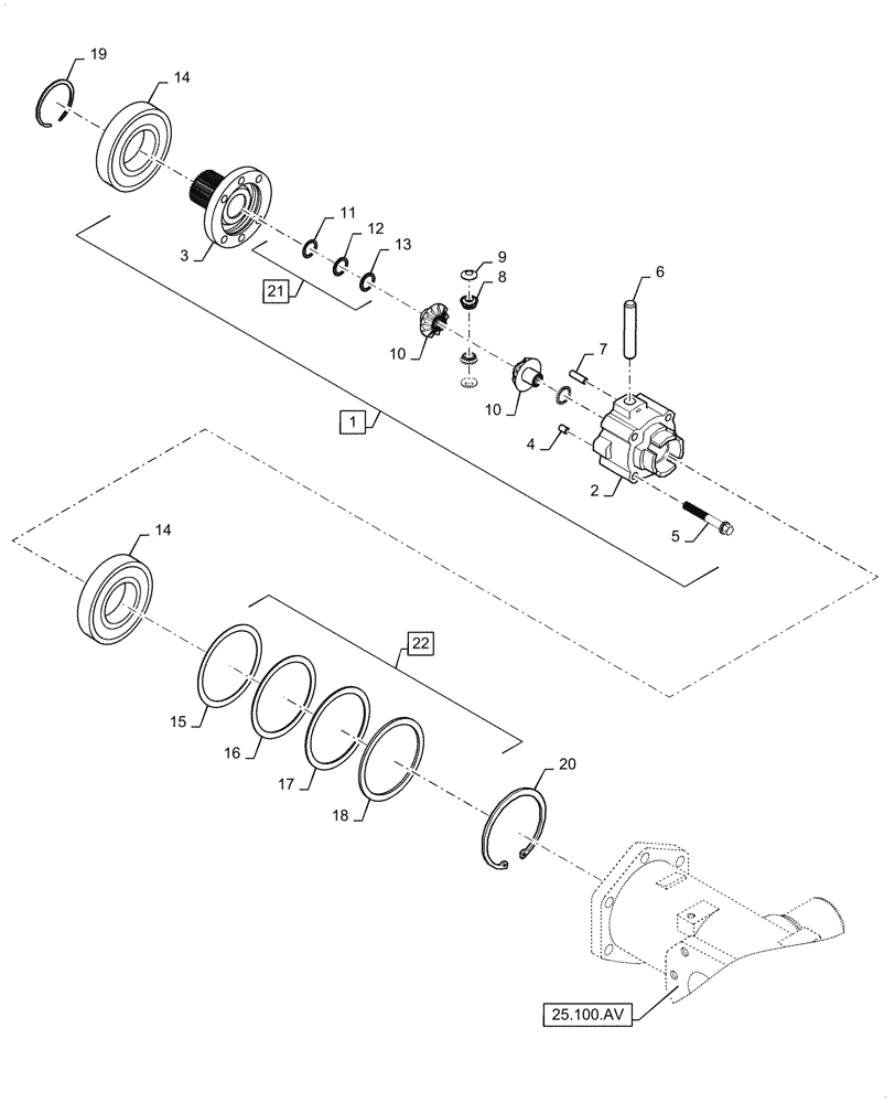 Схема запчастей Case IH FARMALL 55C - (25.102.AD) - DIFFERENTIAL, FRONT AXLE (25) - FRONT AXLE SYSTEM