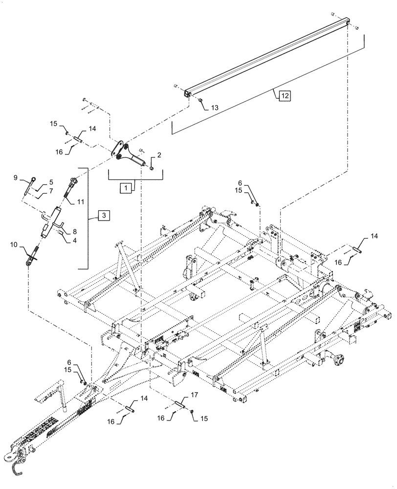 Схема запчастей Case IH TM255 - (37.166.027) - CONSTANT LEVEL, DOUBLE FOLD (37) - HITCHES, DRAWBARS & IMPLEMENT COUPLINGS