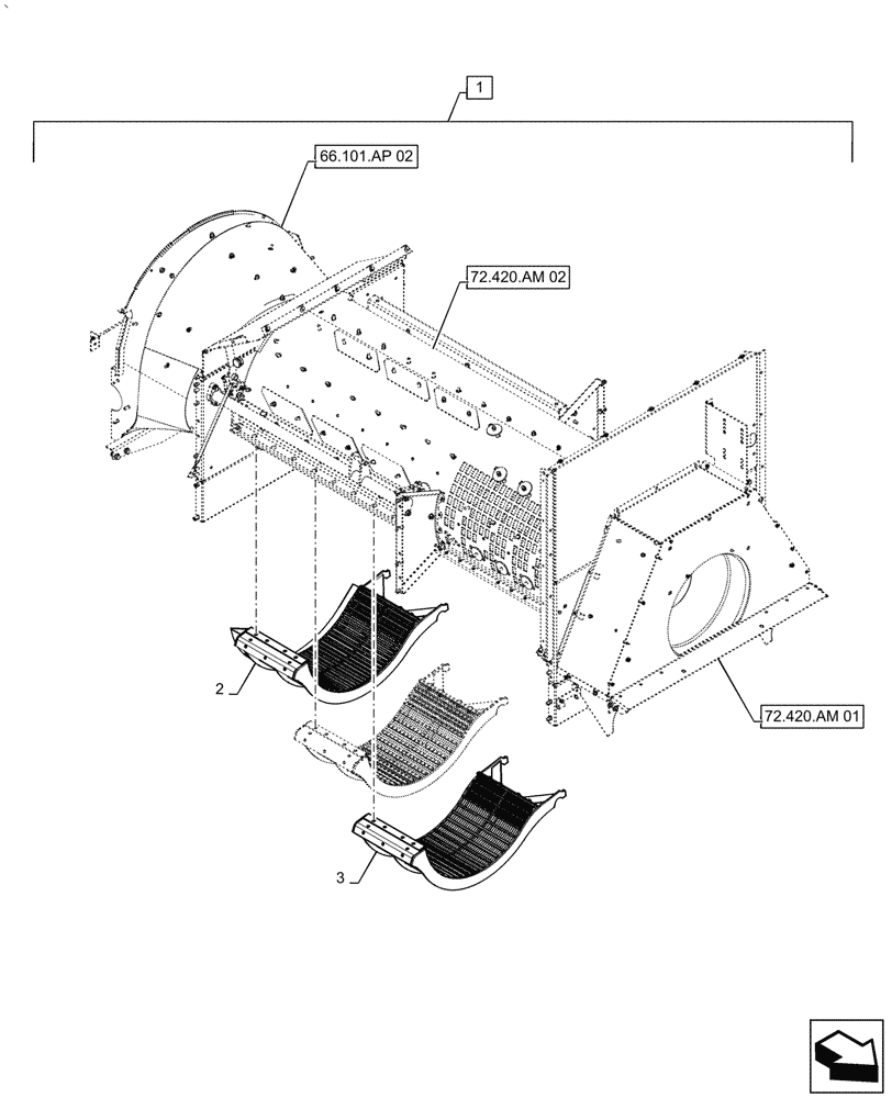 Схема запчастей Case IH AF4077 - (88.100.66[04]) - DIA KIT, ROUND BAR CONCAVE FRONT (88) - ACCESSORIES