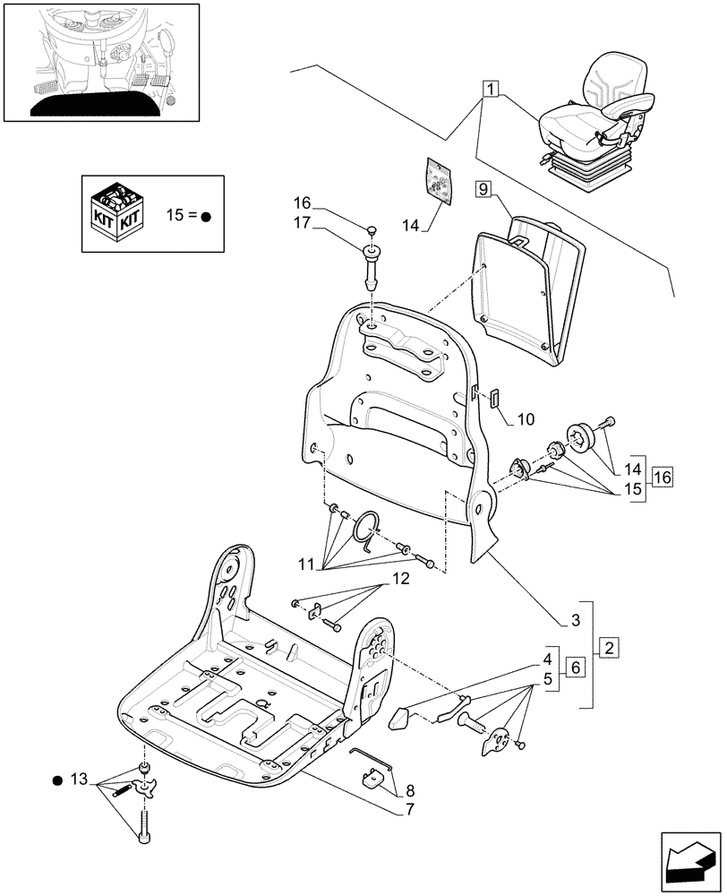 Схема запчастей Case IH MAXXUM 110 - (1.93.3/ S[02]) - DELUXE SEAT WITH MECHANICAL SUSPENSION, BELT AND SWITCH - BREAKDOWN - D7342 (10) - OPERATORS PLATFORM/CAB