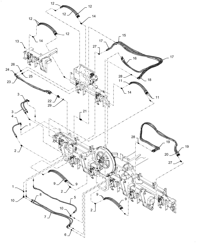 Схема запчастей Case IH 2150 - (35.744.AD[02]) - HYDRAULIC DOWN PRESSURE HOSES (35) - HYDRAULIC SYSTEMS