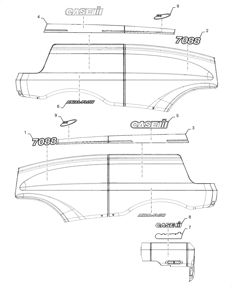 Схема запчастей Case IH 7088 - (90.108.AB[01]) - MODEL IDENTIFICATION DECAL, 7088 (90) - PLATFORM, CAB, BODYWORK AND DECALS