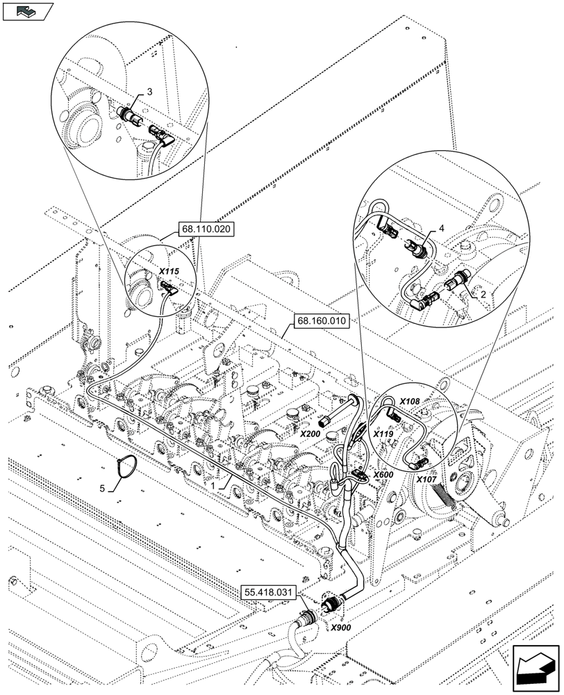 Схема запчастей Case IH LB424R - (55.418.041) - ELECTRICITY BALE CONTROL, CABLE KNOTTER - D137 (55) - ELECTRICAL SYSTEMS