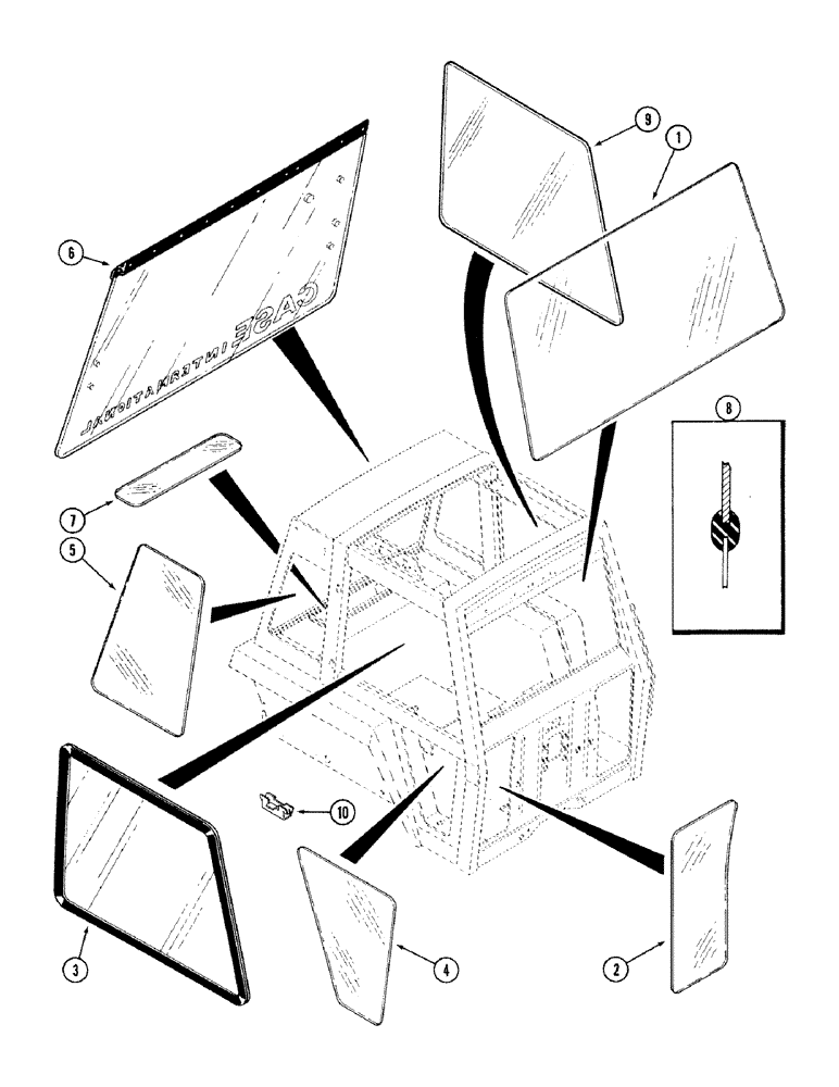 Схема запчастей Case IH 2394 - (9-114) - CAB, GLASS (09) - CHASSIS/ATTACHMENTS