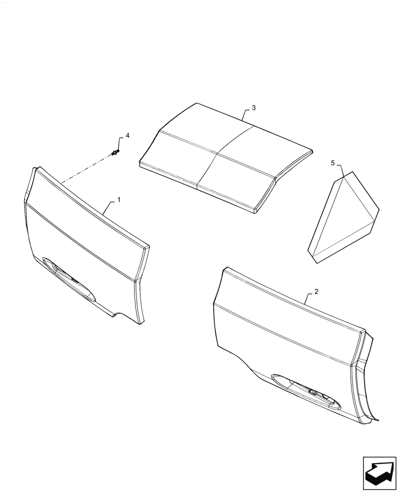 Схема запчастей Case IH 9120 - (90.160.04[01]) - PANELS, REAR (90) - PLATFORM, CAB, BODYWORK AND DECALS