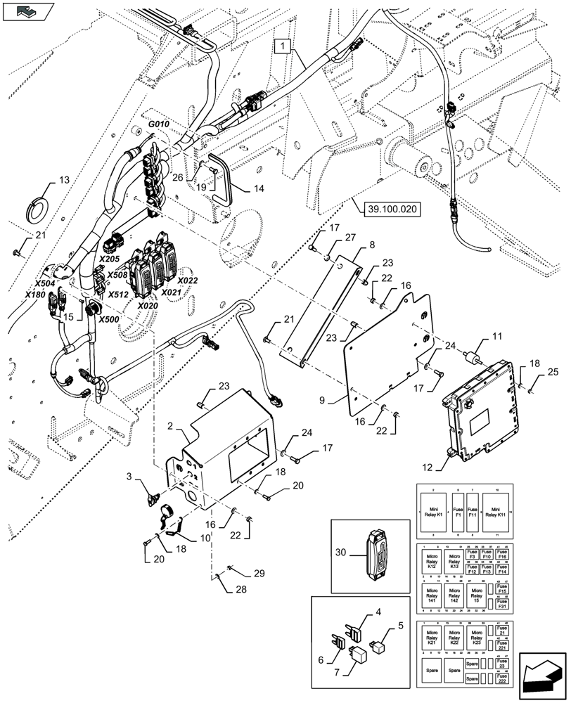 Схема запчастей Case IH LB324S - (55.640.011) - BALE CONTROLE MODULE AND FUSES - D137 (55) - ELECTRICAL SYSTEMS