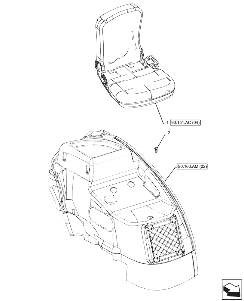 Схема запчастей Case IH MAXXUM 145 - (90.151.AC[03]) - VAR - 758569 - PASSENGER SEAT (90) - PLATFORM, CAB, BODYWORK AND DECALS