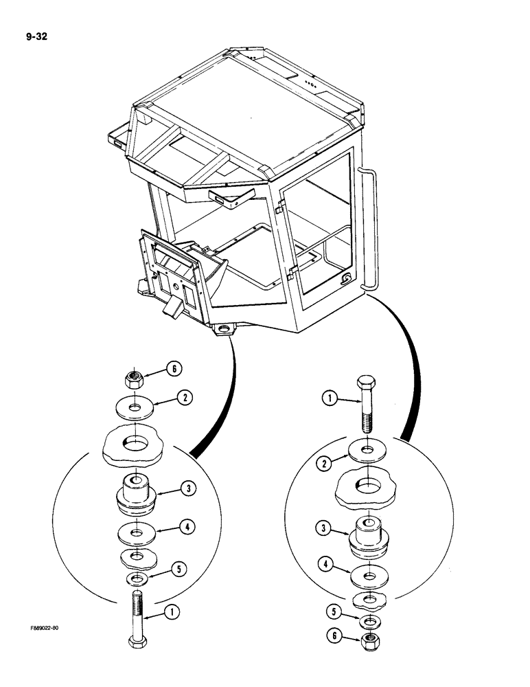 Схема запчастей Case IH 9180 - (9-032) - MOUNTS CAB AND ROPS (09) - CHASSIS/ATTACHMENTS