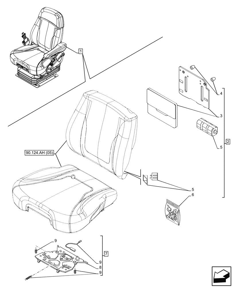 Схема запчастей Case IH MAXXUM 115 - (55.512.CS[12]) - VAR - 758362 - DRIVER SEAT, GRAMMER DELUXE SEAT, W/ LOW FREQUENCY AIR SUSPENSION, W/ MECHANICAL REMOTES, AIR COMPRESSOR, SENSOR, BLOWER (55) - ELECTRICAL SYSTEMS