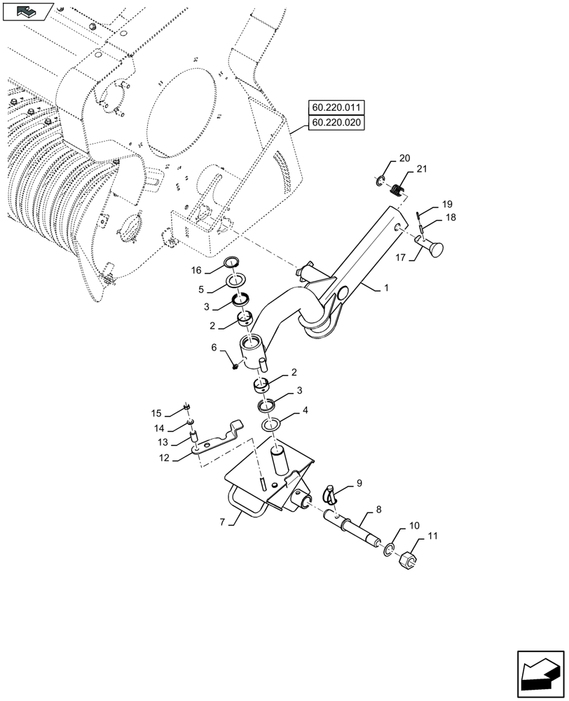 Схема запчастей Case IH LB434R XL - (44.901.010) - PICK-UP CASTER, LH - D137 (44) - WHEELS