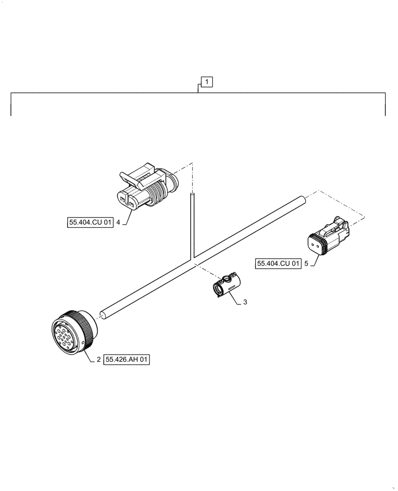 Схема запчастей Case IH 6140 - (55.404.CU[04]) - WIRE HARNESS, UNLOAD TUBE (55) - ELECTRICAL SYSTEMS