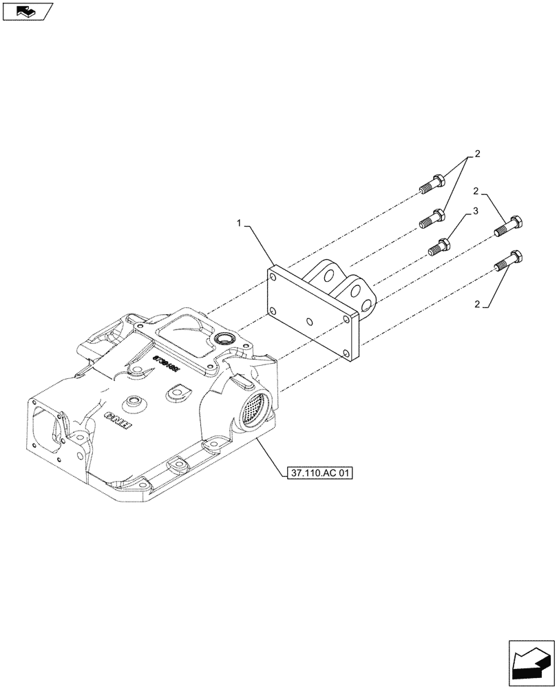 Схема запчастей Case IH FARMALL 115U - (37.110.AQ[06]) - STD + VAR - 390335 - TOP LINK, W/O, AIR BRAKE (37) - HITCHES, DRAWBARS & IMPLEMENT COUPLINGS