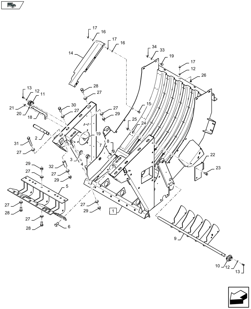 Схема запчастей Case IH LB334P - (60.280.121) - FEED CHAMBER, FRAME - D151 (60) - PRODUCT FEEDING