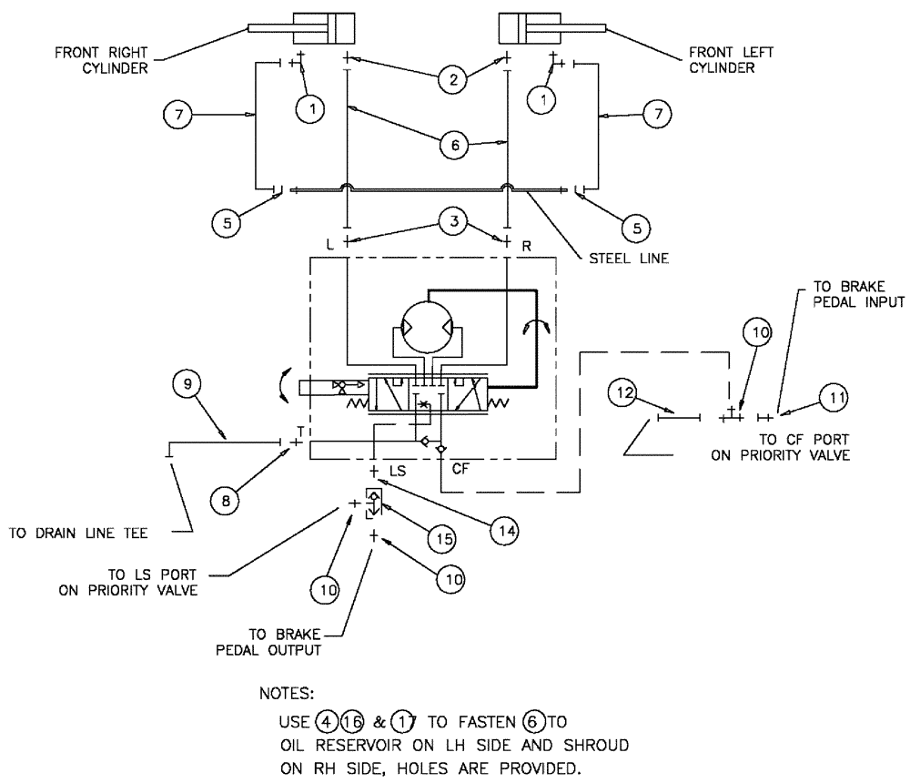 Схема запчастей Case IH SPX3310 - (06-017) - HYDRAULIC GROUP, 2 WHEEL STEER Hydraulic Plumbing