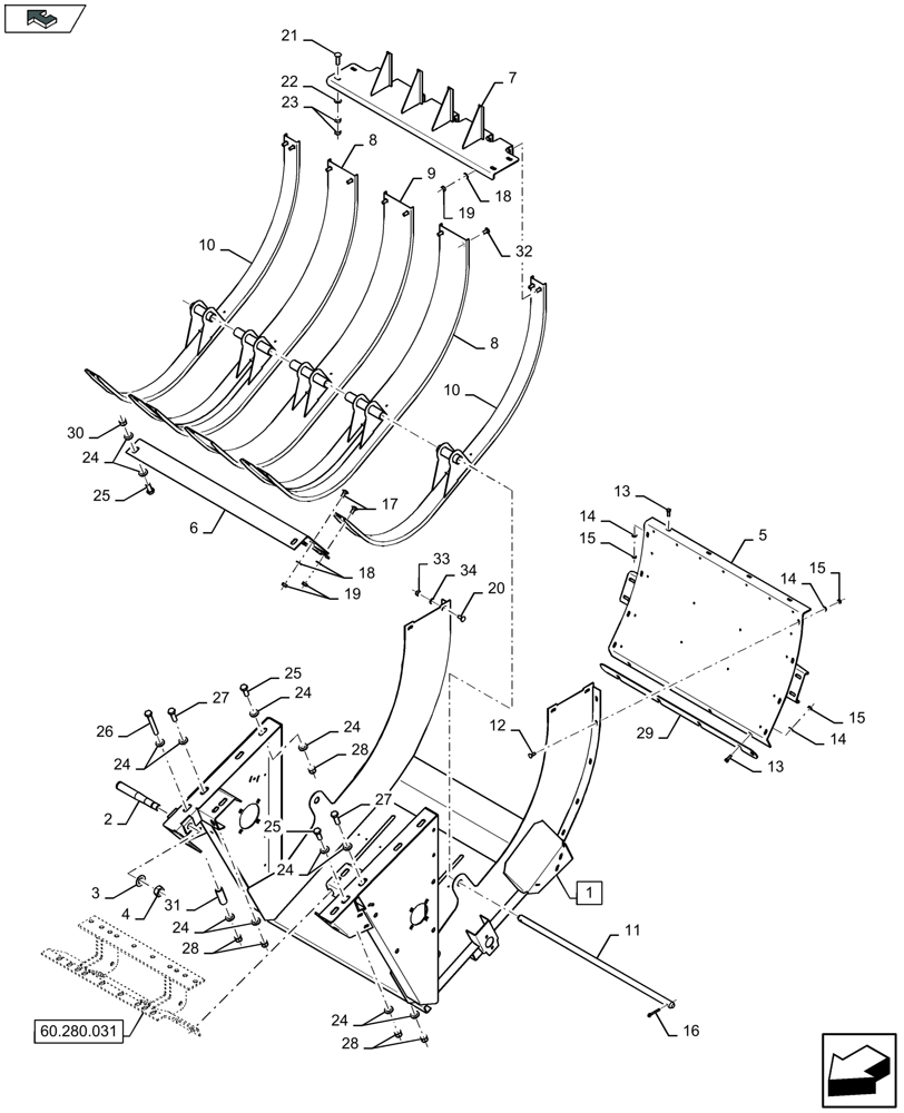 Схема запчастей Case IH LB334S - (60.280.021) - FEED CHAMBER - D151 (60) - PRODUCT FEEDING