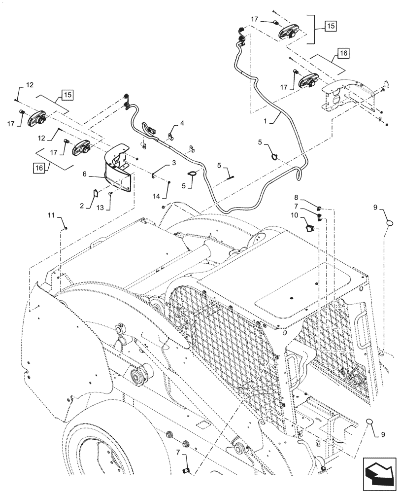 Схема запчастей Case IH SV340 - (55.404.030) - REAR ROAD LIGHTS (55) - ELECTRICAL SYSTEMS