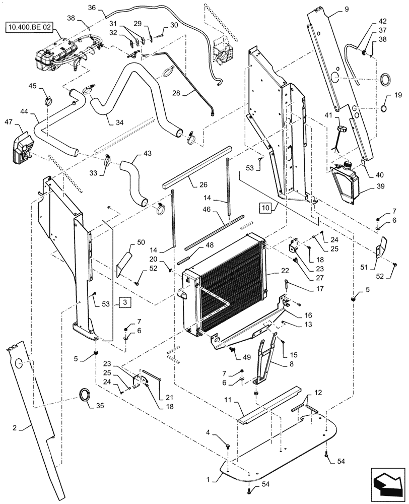 Схема запчастей Case IH MAGNUM 310 - (10.400.BE[01]) - RADIATOR & RELATED PARTS (10) - ENGINE