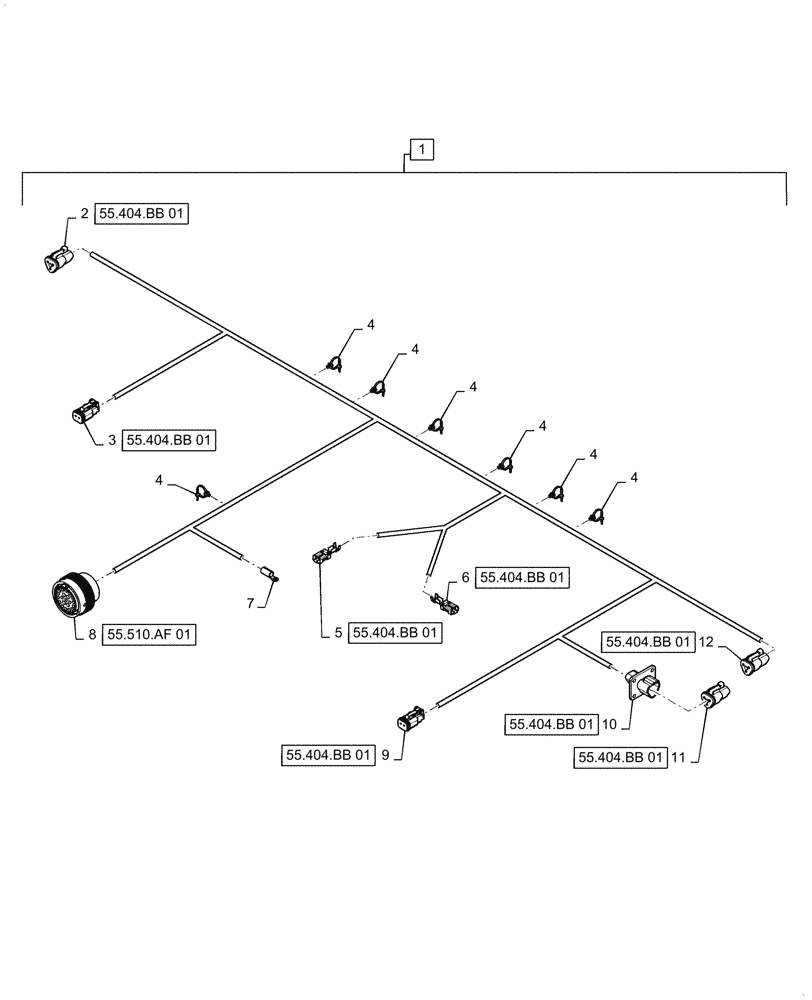 Схема запчастей Case IH 5140 - (55.404.BB[02]) - FRONT PLATFORM WIRE HARNESS (55) - ELECTRICAL SYSTEMS