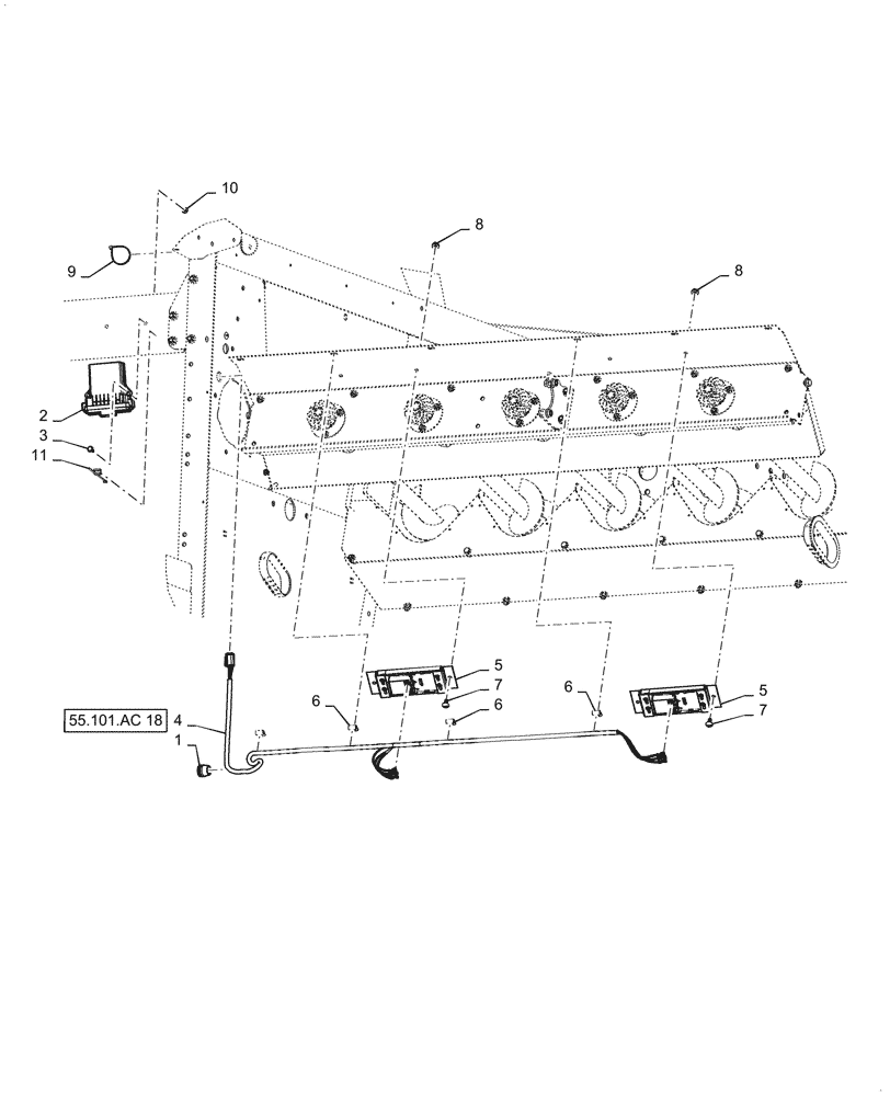 Схема запчастей Case IH 5140 - (55.101.AC[01]) - HARNESS, ROTOR LOSS SENSORS (55) - ELECTRICAL SYSTEMS