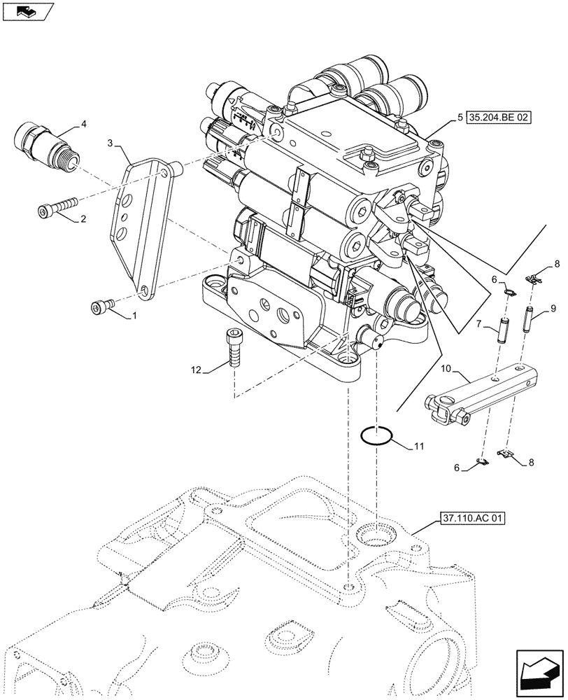 Схема запчастей Case IH FARMALL 115U - (35.204.BE[01]) - VAR - 330849 - REMOTE CONTROL VALVE (3 REMOTES) (35) - HYDRAULIC SYSTEMS