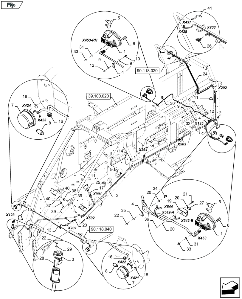 Схема запчастей Case IH LB324R - (55.511.021) - ROAD LIGHTS - F137137 (55) - ELECTRICAL SYSTEMS