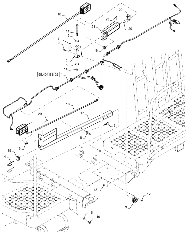 Схема запчастей Case IH 6140 - (55.404.BB[01]) - EXTREMITY LIGHT (55) - ELECTRICAL SYSTEMS