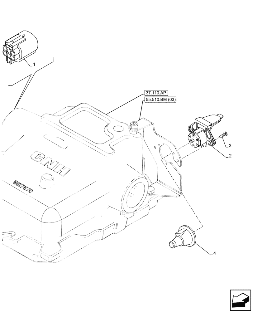 Схема запчастей Case IH MAXXUM 150 - (55.510.BM[17]) - VAR - 743726 - CAB, POWER SOCKET, 12V, BOOT (55) - ELECTRICAL SYSTEMS