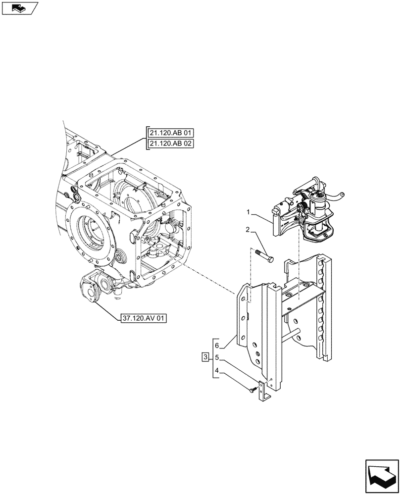 Схема запчастей Case IH FARMALL 105U - (37.100.AF[05]) - VAR - 330772 - DRAWBAR AND HITCH, TOW HOOK, ISO (37) - HITCHES, DRAWBARS & IMPLEMENT COUPLINGS