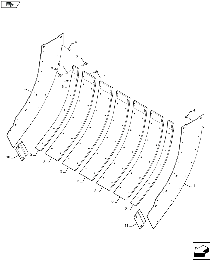 Схема запчастей Case IH LB424R XL - (60.280.111) - TOP AND SIDE LINERS FEED CHAMBER - D137 (60) - PRODUCT FEEDING