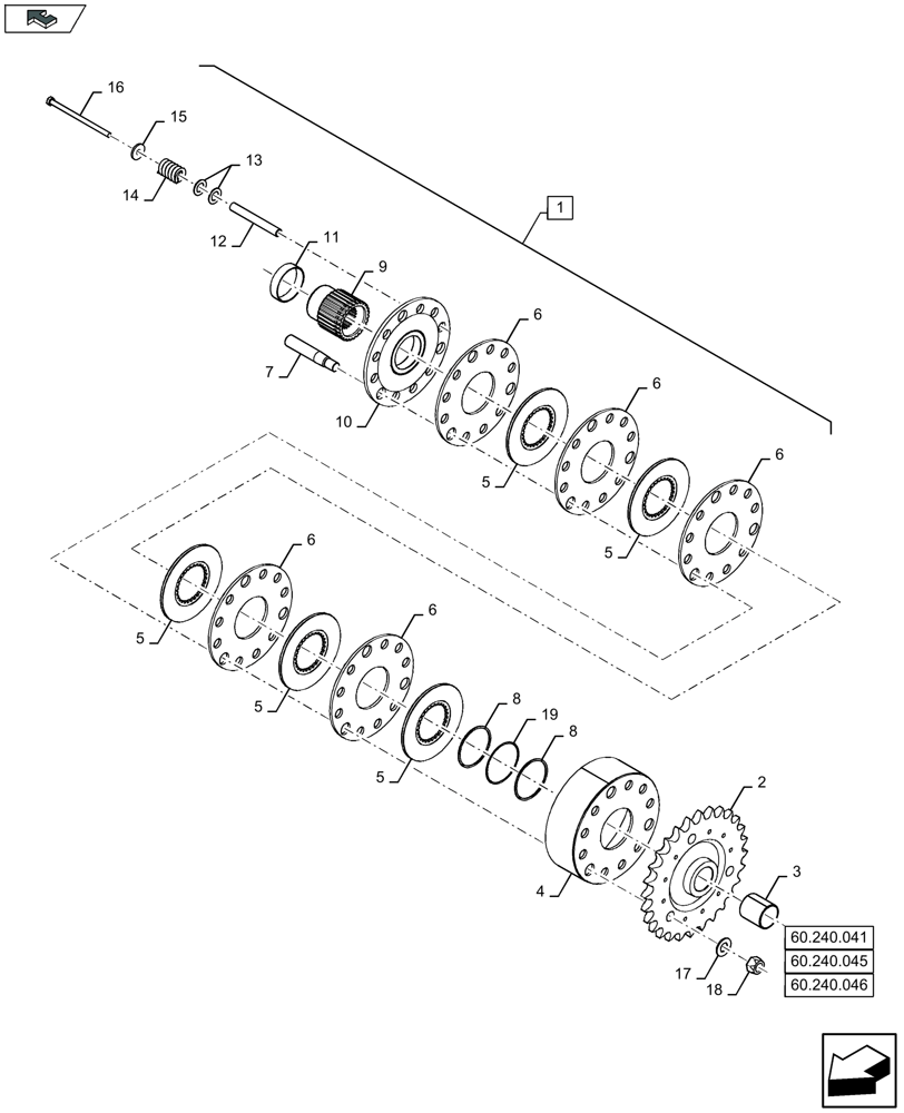 Схема запчастей Case IH LB424S XL - (60.240.051) - PACKER CLUTCH - D151 (60) - PRODUCT FEEDING