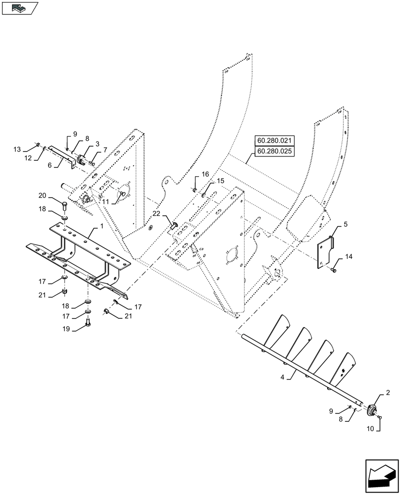 Схема запчастей Case IH LB334S - (60.280.031) - FEED CHAMBER, SHAFT - D151 (60) - PRODUCT FEEDING