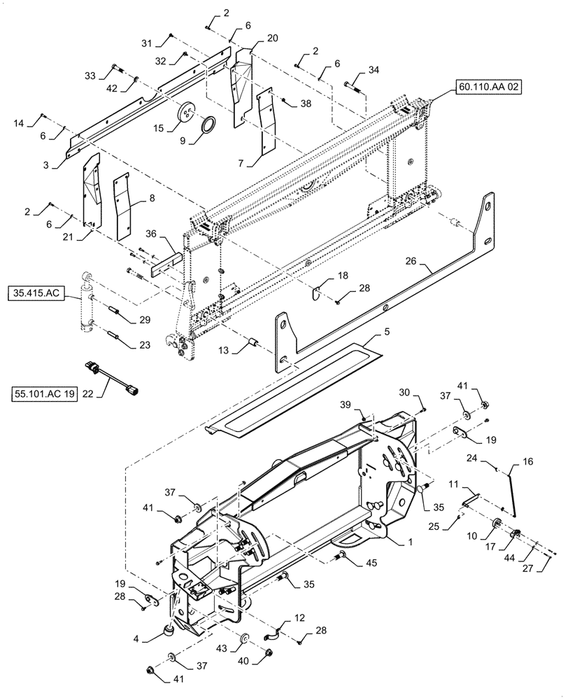 Схема запчастей Case IH 5140 - (60.110.AA[01]) - VAR - 425081, 425082, 425086, 425087 - ADAPTER, FEEDER (60) - PRODUCT FEEDING