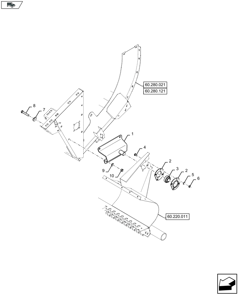 Схема запчастей Case IH LB434S - (60.220.171) - PICK-UP, MAIN TRANSMISSION, LH - D151 (60) - PRODUCT FEEDING