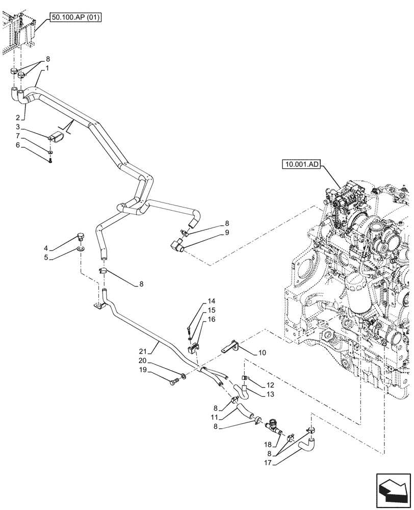 Схема запчастей Case IH MAXXUM 115 - (50.200.AK[04A]) - VAR - 390643, 758482 - AIR CONDITIONING, CONDENSER, LINE - BEGIN YR 01-FEB-2016 (50) - CAB CLIMATE CONTROL