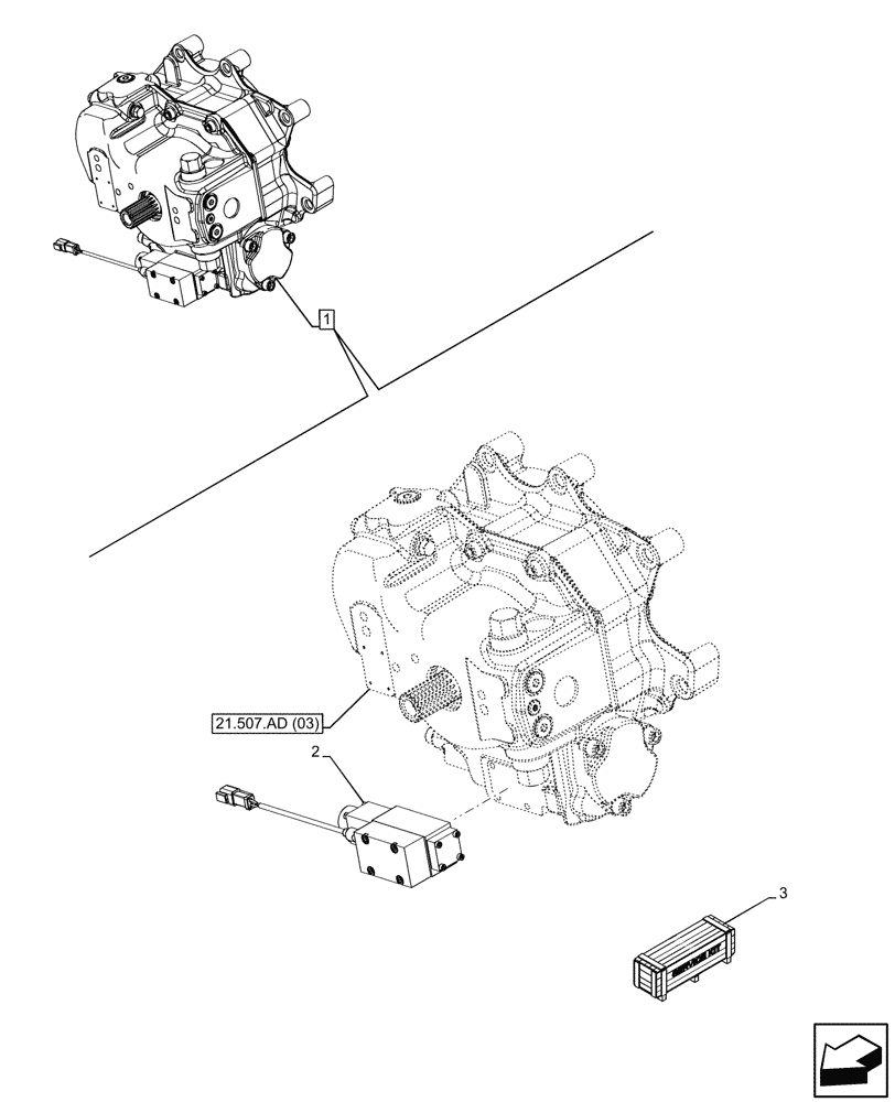 Схема запчастей Case IH MAXXUM 145 - (55.019.AD) - VAR - 396247, 758442, 758549 - HYDROSTATIC PUMP, SOLENOID (55) - ELECTRICAL SYSTEMS