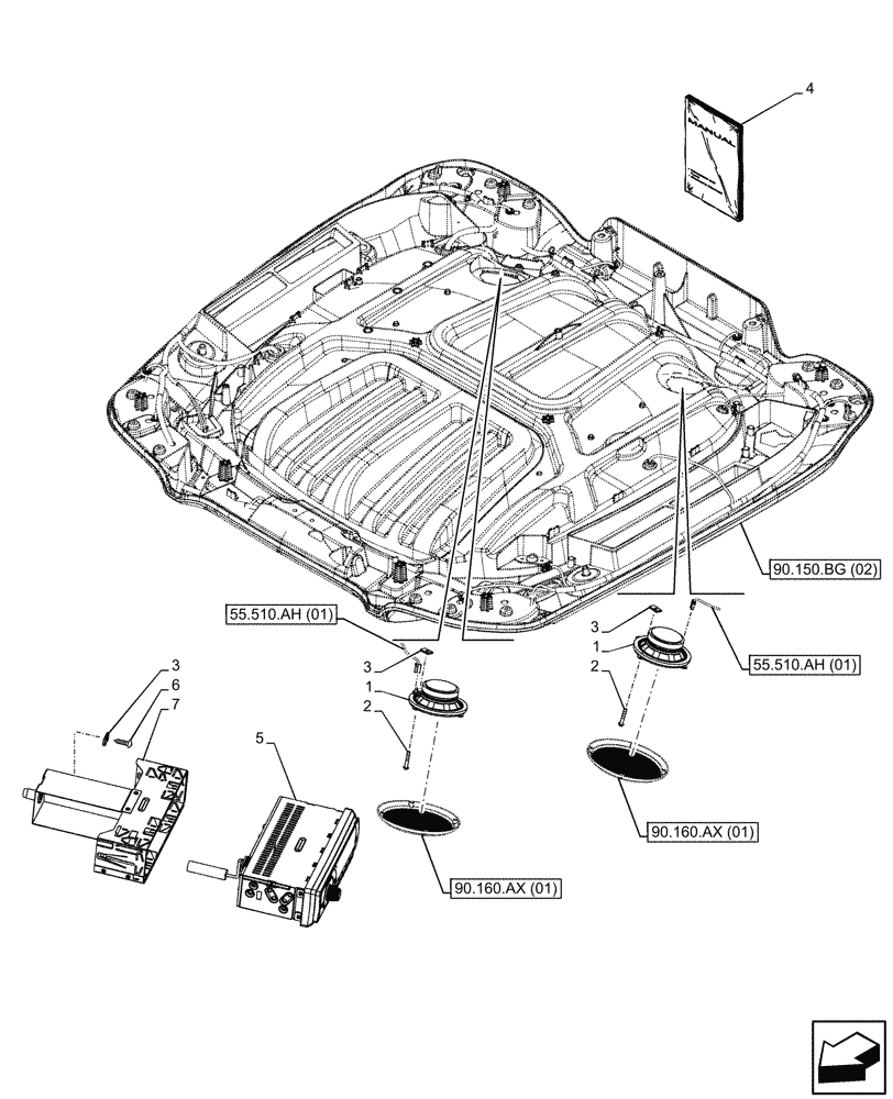 Схема запчастей Case IH MAXXUM 135 - (55.512.AA[07]) - VAR - 743712, 743714 - HIGH PROFILE ROO, RADIO, SET, W/ BLUETOOTH (55) - ELECTRICAL SYSTEMS