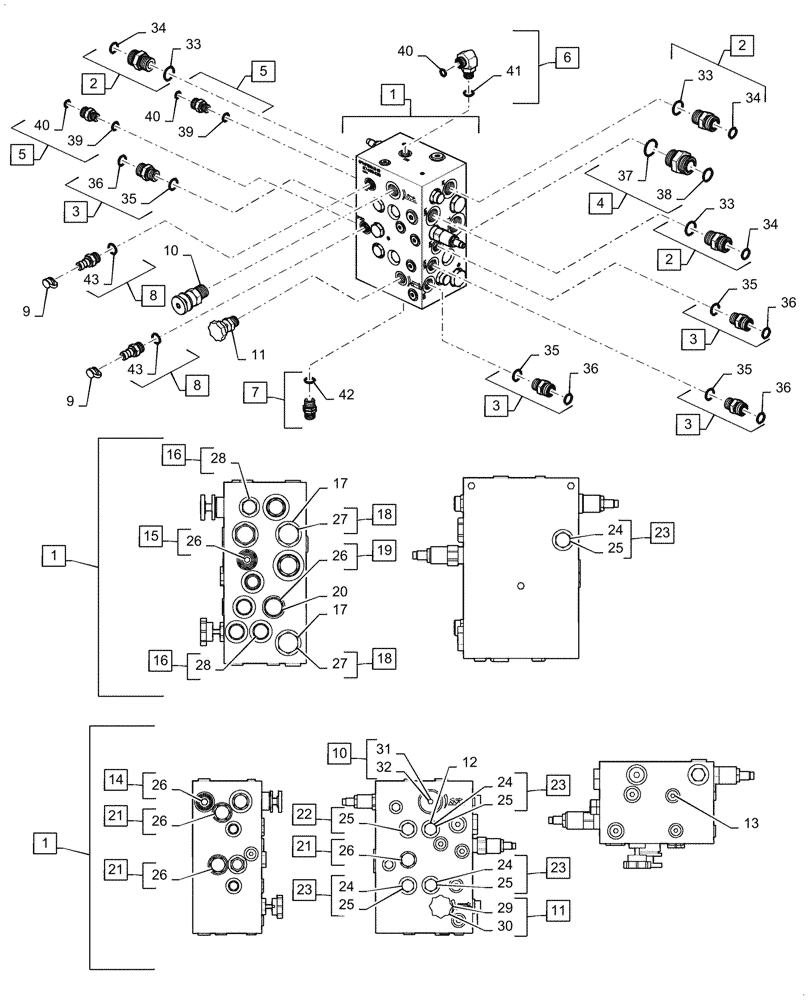 Схема запчастей Case IH 3162 - (35.410.07) - HYDRAULIC MANIFOLD WITH FITTINGS (35) - HYDRAULIC SYSTEMS