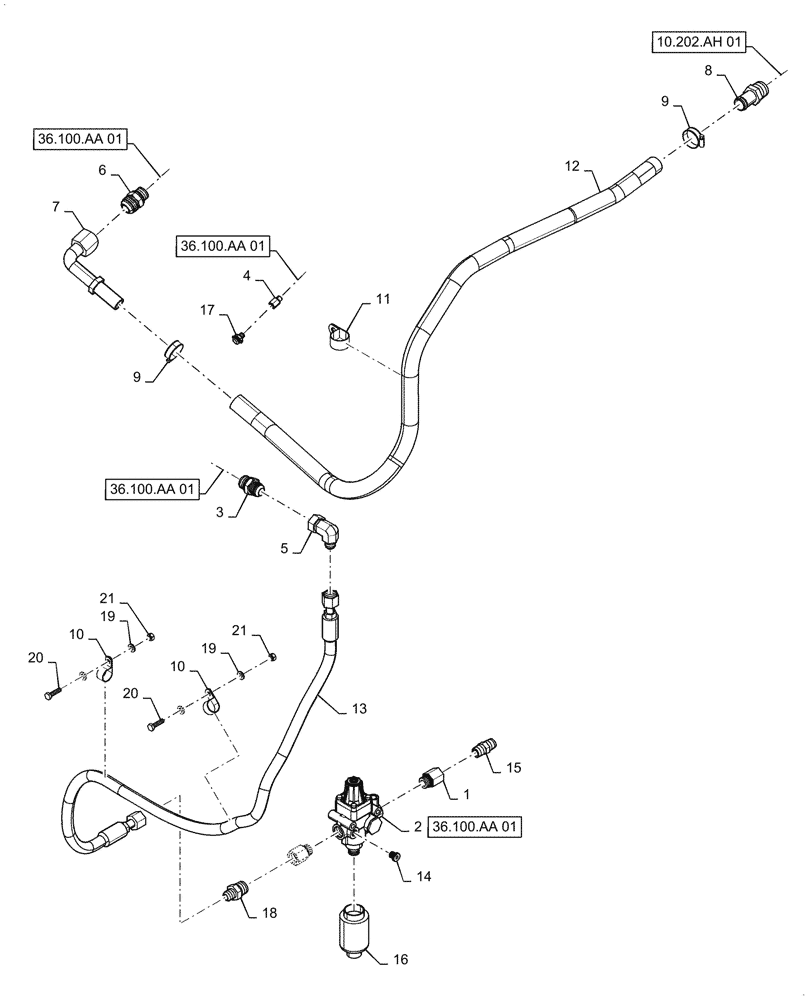 Схема запчастей Case IH PATRIOT 4440 - (36.100.AA[02]) - AIR COMPRESSOR, GOVERNOR (36) - PNEUMATIC SYSTEM