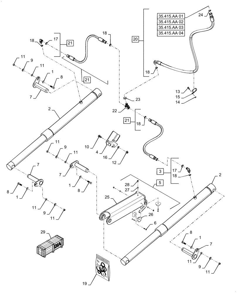 Схема запчастей Case IH 5088 - (35.410.AH) - FEEDER LIFT CYLINDER HYDRAULIC SYSTEM (35) - HYDRAULIC SYSTEMS