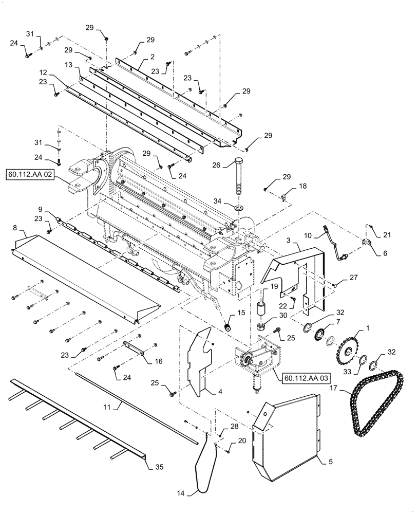 Схема запчастей Case IH 7088 - (60.112.AA[01]) - VAR - 425126, 425125, 425088, 425087, 425086, 425085, 425084 - STONE TRAP (60) - PRODUCT FEEDING