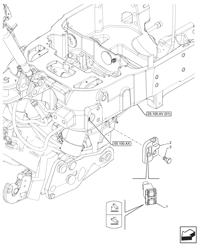 Схема запчастей Case IH MAXXUM 150 - (55.523.AQ[02]) - VAR - 390819 - HITCH UP/DOWN SWITCH (55) - ELECTRICAL SYSTEMS