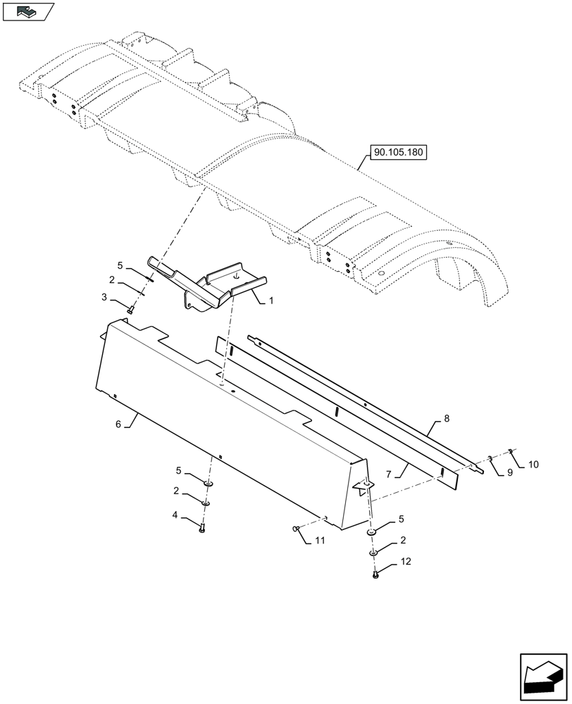 Схема запчастей Case IH LB334R - (90.105.210) - KNOTTER SHIELDING COVER PLATE (90) - PLATFORM, CAB, BODYWORK AND DECALS